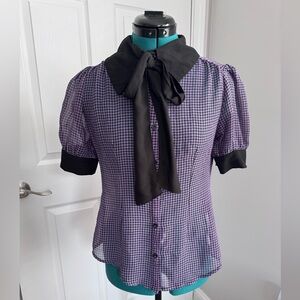 Voodoo Vixen Ponny Purple Gingham Blouse